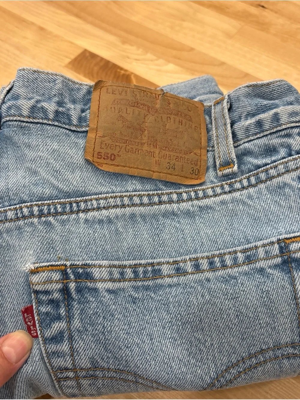 Vintage Levi'S 550 Relaxed Fit Jeans Mens USA 90's 34x30 Black Wing Red Tab